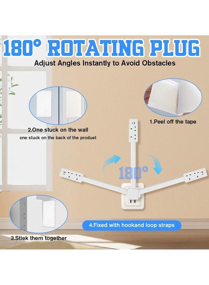 اكسيسن سلك تمديد كهربائي قابل للتعديل الطول، مزود بمنافذ USB-A و USB-C ومقبسين تيار متردد - يمكن تمديد مقبس الطاقة بمقدار 22-27 بوصة، ويدعم الدوران بزاوية 180 درجة، ومصمم خصيصًا للمساحات التي يصعب الوصول إليها مثل طاولات السرير والمكاتب والأرائك - Image 4